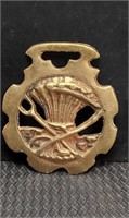 Vintage brass horse harness tack medallion