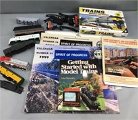 Train parts, calendars, books, and dvd set