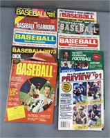 Vintage baseball and football yearbooks