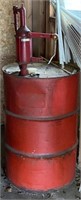 55 Gallon Steel Oil Drum & Pump