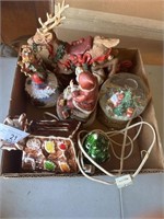 Box of various christmas decor