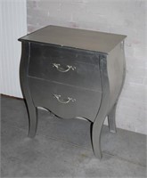SILVER PAINTED 2 DRAWER NIGHT STAND