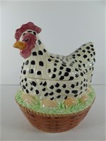 Ceramic Speckled Hen on Nest Cookie Jar