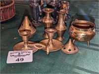 Brass Candle stick holders, vases, etc