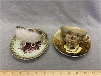 Vintage 3 Footed Cup & Saucer Japan Hand Painted
