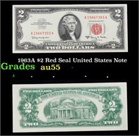 1963A $2 Red Seal United States Note Grades Choice