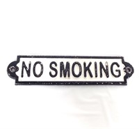 Cast Metal "NO SMOKING" Sign, 9" x 2"