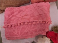 Vintage chenille bedspread w/ pom-poms