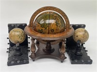 Office Decor w/ Desktop Globe & Globe Bookends