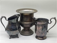 (3) Silver Plate Champagne Urn & 2- Pitchers