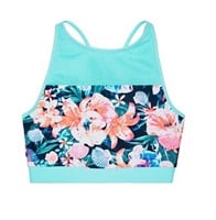 $20 Size Small Big Girls Floral-Print Bikini Top