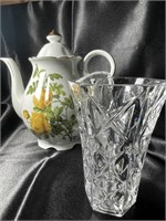 CLEARANCE! Enesco Tea Pot & Crystal Vase