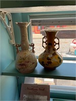 2 Antique Floral Vases