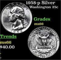 1958-p Washington Quarter Silver 25c Grades GEM+ U