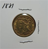 1881 $5 gold Liberty