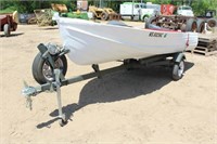 14FT Aluminum Boat on Trailer, 4.30-12 Tires