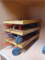 Vtg. Childs Red Cart Wooden Wagons