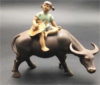 Ceramic SHIWAN Chinese CHILD Riding Water Buffalo