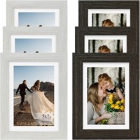 5x7 Picture Frames  Rustic Wood  6 Pack (B&W)