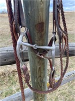 DBL STITCH LEATHER HEADSTALL BRIDLE, SNAFFLE