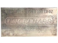 Engelhard 100 oz. .999 Silver bar