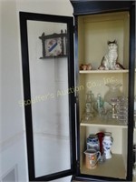 3 Shelves:  cat, birds, glassware, pitchers