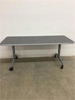 Large Rolling Work Table With Metal Legs and