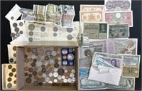 Foreign Currency Coins & Paper Bills Money Lot