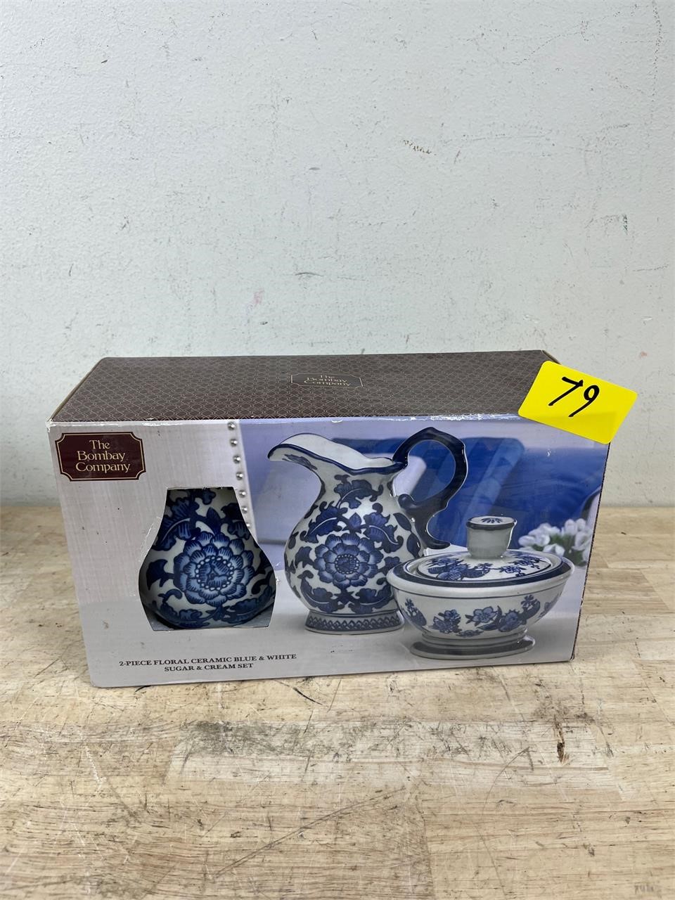 Two Piece Bombay Blue and White Cream and SugarSet