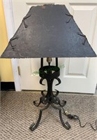 Antique heavy iron Blacksmith table lamp, with a