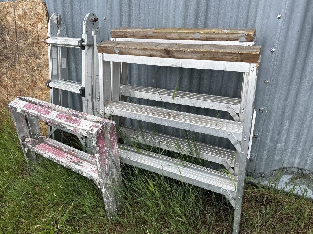 3 Alum Saw Horses & Alum Folding Ladder