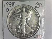 1938-D Key Date Walking Liberty Half Dollar