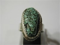 Southwest SS Turquoise Ring - Hallmarked