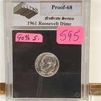 NGS 1961 Proof-68 90% Silver Roos Dime 10 Cents