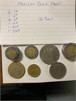 16 Mexican Peso Coins