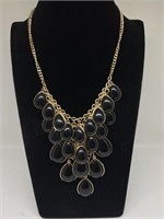 Gold and Black Layered Necklace & Earrings