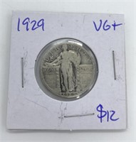 1929 Graded Standing Liberty Silver Quarter Coin