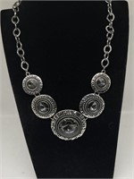 Silver Necklace with Hematite Rhinestone