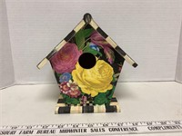 Mackenzie Childs inspire yellow rose birdhouse