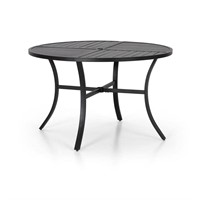 42 in. Black Round Metal Outdoor Dining Table