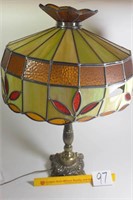 Vintage Electric Lamp with Stained Glass Globe