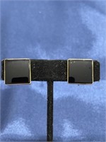 14k Gold onyx earrings JCH 9.44g screwback