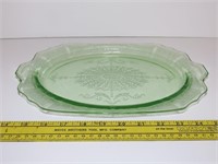 Green Depression Uranium Glass 12" Bread Plate