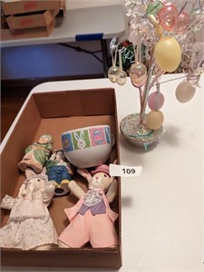 Easter Decor: Egg Tree, Bunny Figurines,
