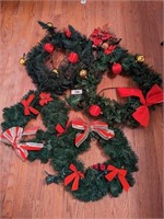 (4) Green Christmas Wreaths