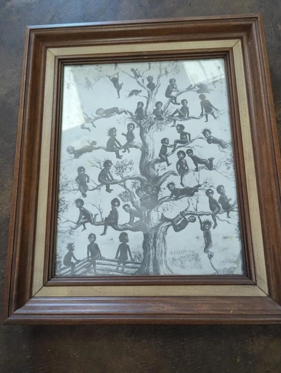 Black birds in tree. Framed print