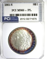 1881-S Morgan PCI MS65+ PL Nice Rim Color