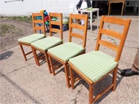 (4) Wooden Chairs w/ Padded Seats