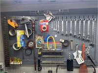 CONTENTS OF PEG BOARD IN WORKSHOP