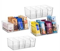 $55 Clear Plastic Storage Bins with Dividers 4Pack